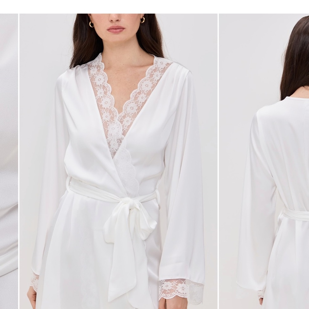 Kat the Label Sidney White Lace Trim Robe